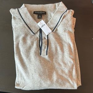 Large Banana Republic polo, never earn with tags on. Linen (45%) and silk (55%)